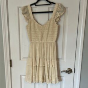 Vici Elegant Cream Ruffle Dress